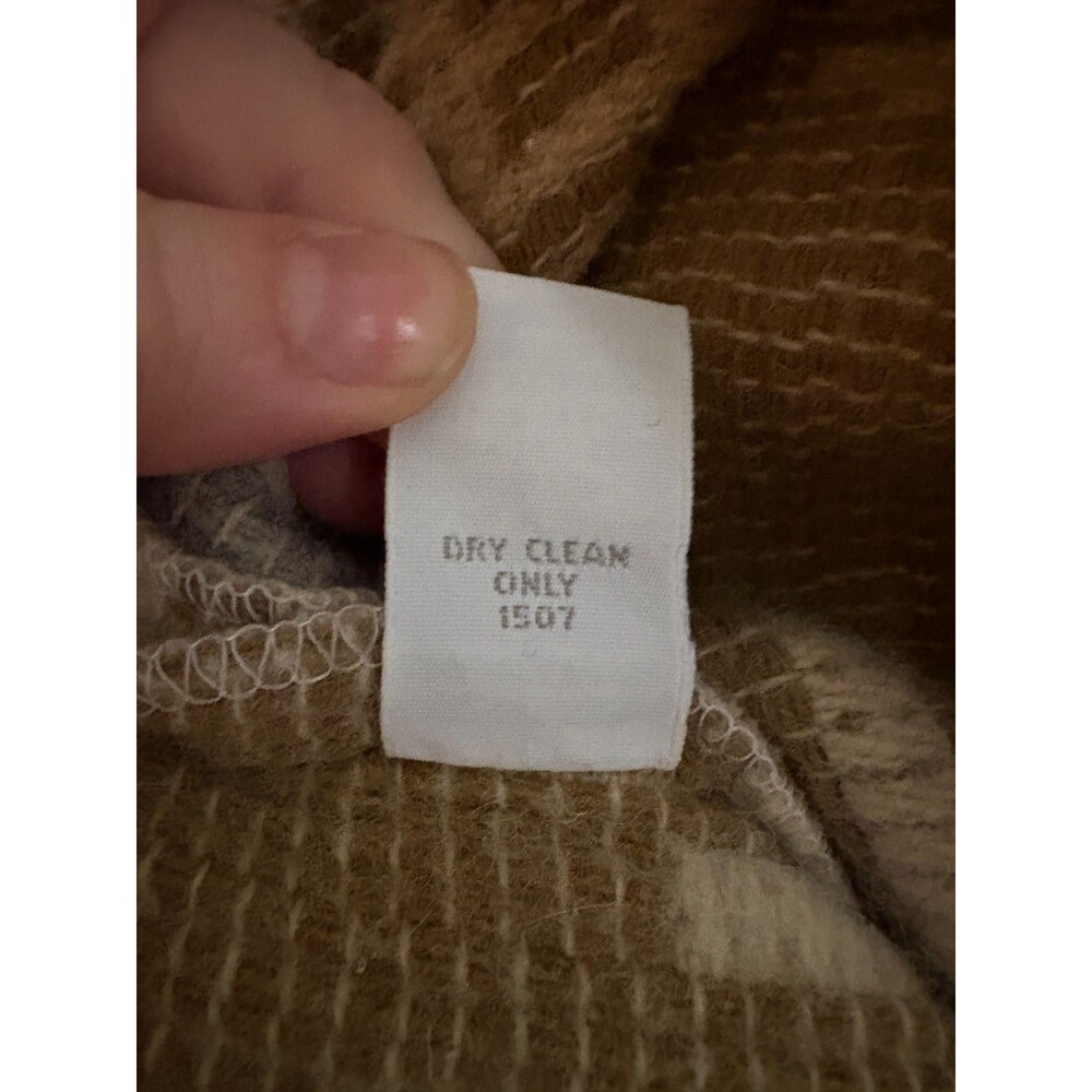 VTG Lands End Wool Coat Blend Aztec Print Jacket Beige Tan Southwest Geometric - Picture 9 of 16